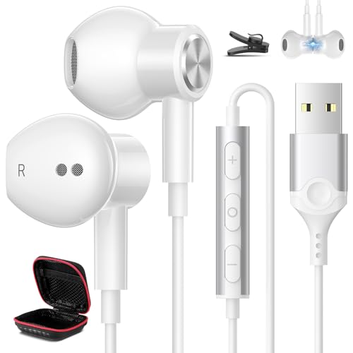 USB-Kopfhörer für PC, Laptop, Mignetisch, kabelgebunden, Computer-Kopfhörer mit Mikrofon-Steuerung, Stummschaltung, leicht, Geräuschunterdrückung, In-Ear-Gaming-Headset für MacBook Pro, Büro, Arbeit, Bild 1
