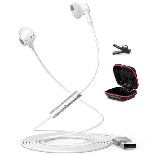 USB-Kopfhörer für PC, Laptop, Mignetisch, kabelgebunden, Computer-Kopfhörer mit Mikrofon-Steuerung, Stummschaltung, leicht, Geräuschunterdrückung, In-Ear-Gaming-Headset für MacBook Pro, Büro, Arbeit, Bild 5