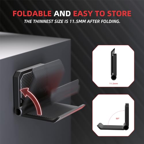 PlayVital FOLD Wandhalterung Controller Halter für PS5/4,Faltbarer Wandständer für Xbox Series X/S,Switch Pro, Gaming Kopfhörer Ständer für Xbox Wireless Headset, für Pulse 3D Headset-Schwarz(2 Stück) Bild 3