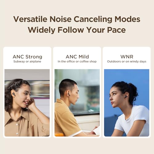 1MORE Q30 Active Noise Cancelling Kopfhörer, Kopfhörer Kabellos mit 42dB Adaptiver Geräuschunterdrückung, Bluetooth 5.3 In Ear Noise Cancelling Ohrhörer, 6 Mikrofonen, Räumlichem Audio, 30H Spielzeit Bild 2