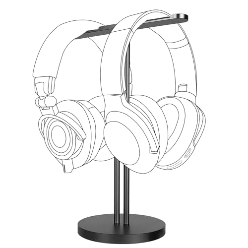GEEKRIA Aluminiumlegierung Dual Kopfhörer Ständer für Over-Ear Kopfhörer, Gaming Headset Halter, Schreibtisch Display-Aufhänger mit Solider Schwerer Basis Kompatibel mit Beats, Bose, Sony, AKG, ATH Bild 1
