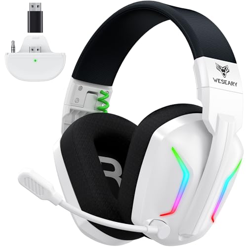 WESEARY WG1 Wireless Gaming Headset für Xbox Series X|S/One, PC, PS5, PS4, Switch, Mac, 2.4GHz & Bluetooth Headset mit Mikrofon, Low Latency, Noise Cancelling, LED Light, 50H Akku Bild 1