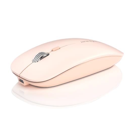 Uiosmuph Q5 Kabellos Maus, Wiederaufladbar Funkmaus 2.4G Leise Funkmaus Ultra Dünn Wireless Computermaus 1600 DPI Mit Mäuse mit USB-Empfänger Typ-C für Laptop, PC, MacBook (Rose) Bild 1