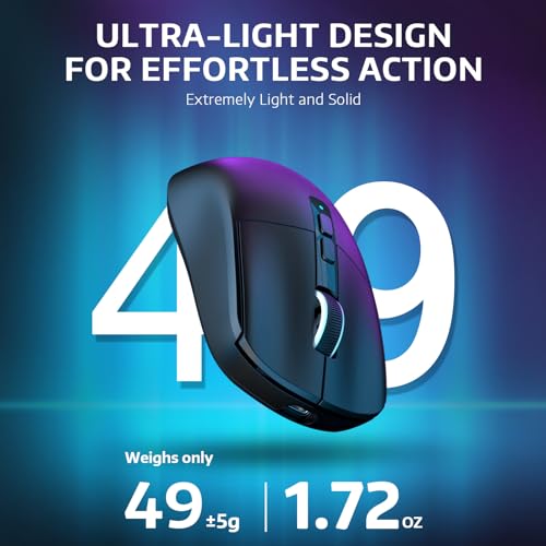 VGN Game Power Attack Shark X6 Superlight Kabellose Gaming-Maus mit RGB Ladestation, 49g Ultraleicht Mouse, 26000DPI, PixArt PAW3395, 2.4G/BT/Kabelgebunden, Bis zu 200 Std.Akku, G502, PC/Mac, Schwarz Bild 4