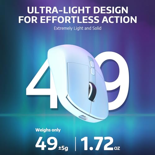 VGN Game Power Attack Shark X6 Superlight Kabellose Gaming-Maus mit RGB Ladestation, 49g Ultraleicht Mouse, 26000DPI, PixArt PAW3395, 2.4G/BT/Kabelgebunden, Bis zu 200 Std.Akku, G502, PC/Mac, Weiß Bild 4