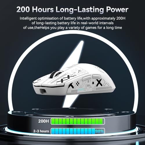 ATTACK SHARK X6 49g Superlight Maus mit magnetischer Ladestation, PixArt PAW3395 Gaming-Sensor, BT/2,4G kabellose/kabelgebundene Gaming-Maus mit Band, 26000 DPI, X3 Upgrade-Mäuse für Win11 (weiß) Bild 6