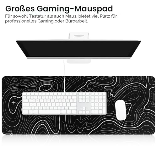 HoYiXi Mauspad XXL 600 x 300 x 3 mm Gaming Mausmatte, mit Anti Rutsch Gummiboden Mousepad,für Heimbüroarbeit Maus Mat 600 x 300 x 3 mm,Schwarz Bild 2
