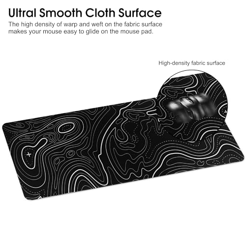 HoYiXi Mauspad XXL 600 x 300 x 3 mm Gaming Mausmatte, mit Anti Rutsch Gummiboden Mousepad,für Heimbüroarbeit Maus Mat 600 x 300 x 3 mm,Schwarz Bild 3