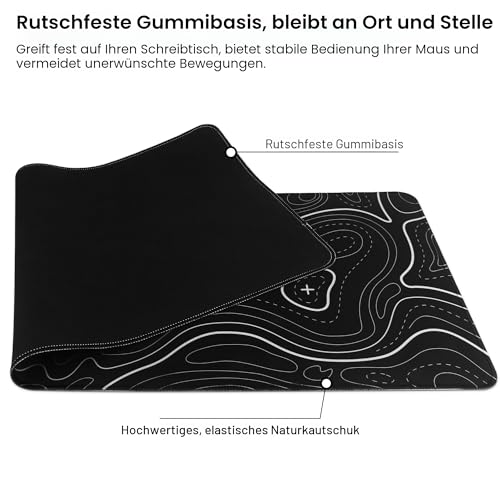 HoYiXi Mauspad XXL 600 x 300 x 3 mm Gaming Mausmatte, mit Anti Rutsch Gummiboden Mousepad,für Heimbüroarbeit Maus Mat 600 x 300 x 3 mm,Schwarz Bild 4