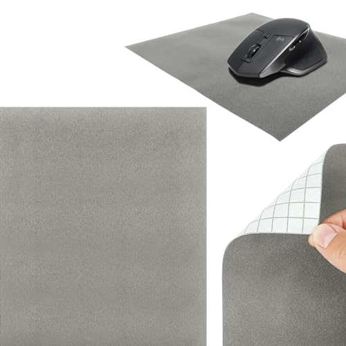 Selbstklebende Mausunterlage 22x19cm | Schreibtischunterlage aus Velours für Komfortables und präzises Arbeiten | Mauspad für Büro, Home Office und Gaming | rutschfeste Mausmatte | Velours Grau Bild 1