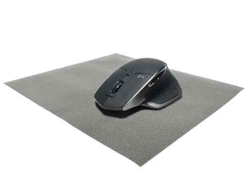Selbstklebende Mausunterlage 22x19cm | Schreibtischunterlage aus Velours für Komfortables und präzises Arbeiten | Mauspad für Büro, Home Office und Gaming | rutschfeste Mausmatte | Velours Grau Bild 2
