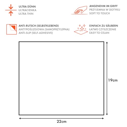 Selbstklebende Mausunterlage 22x19cm | Schreibtischunterlage aus Velours für Komfortables und präzises Arbeiten | Mauspad für Büro, Home Office und Gaming | rutschfeste Mausmatte | Velours Grau Bild 4