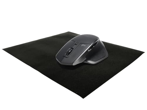 Selbstklebende Mausunterlage 22x19cm | Schreibtischunterlage aus Velours für Komfortables und präzises Arbeiten | Mauspad für Büro, Home Office und Gaming | rutschfeste Mausmatte | Velours Schwarz Bild 2