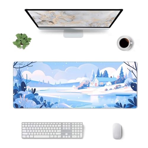 Großes Gaming-Mauspad mit rutschfester Unterseite für Tastatur und Maus, erweitertes XL-Mauspad für Büro und Zimmer, niedliche Schreibtischunterlage mit genähten Kanten für Schreibtisch, 80 x 30 Bild 3