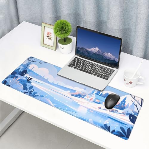 Großes Gaming-Mauspad mit rutschfester Unterseite für Tastatur und Maus, erweitertes XL-Mauspad für Büro und Zimmer, niedliche Schreibtischunterlage mit genähten Kanten für Schreibtisch, 80 x 30 Bild 7