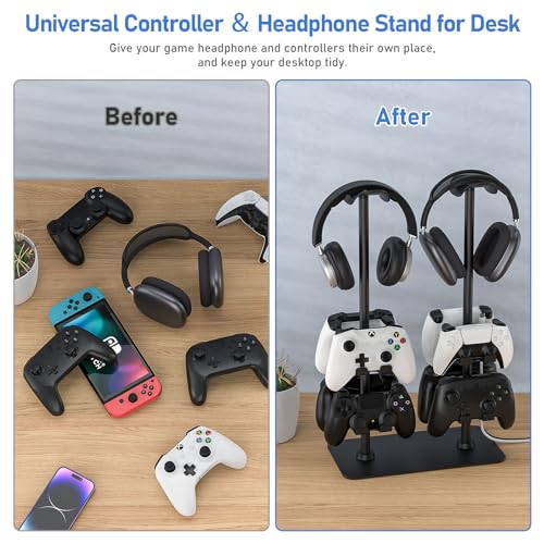 Headset Ständer Controller Halter für 2 Headset und 8 Controller, Kopfhörerständer Gaming Controller Halter für PS5 Switch Xbox Airpods Beats Bose, Gaming Room Zubehör, Gamer Geschenke für Bild 7