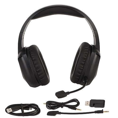 Cryfokt Kabelloses Gaming-Headset, Multifunktional, RGB, Kühle Beleuchtung, Geringe Latenz, Geräuschunterdrückung, Headset für Gaming-Enthusiasten, PU, Schwarz Bild 5