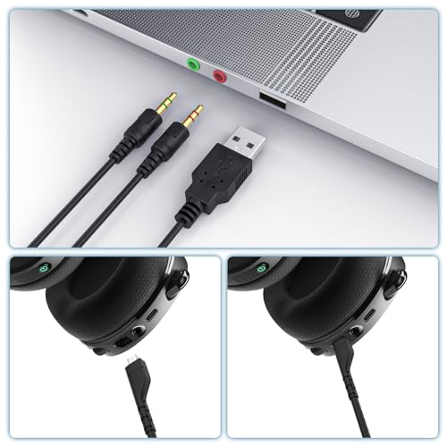 Ersatz-Arctis 5-Audiokabel, USB-A auf 3,5 mm Gaming-Headset-AUX-Kabel, kompatibel mit SteelSeries Arctis7, Arctis 3, Arctis Pro Wireless, Arctis Pro Gaming-Headsets auf PC, Mac, Laptops (1,8 m) Bild 3