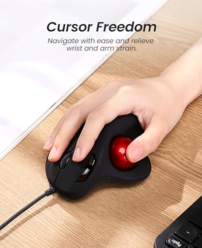 Nulea M509 Trackball Maus verdrahtet, Ergonomisches Design, Einfache Daumenkontrolle, Präzise und reibungslose Verfolgung, 2-in-1 Schnittstelle (Typ A &Typ C), Kompatibel für PC, Laptop, Mac, Windows Bild 2