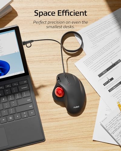 Nulea M509 Trackball Maus verdrahtet, Ergonomisches Design, Einfache Daumenkontrolle, Präzise und reibungslose Verfolgung, 2-in-1 Schnittstelle (Typ A &Typ C), Kompatibel für PC, Laptop, Mac, Windows Bild 4