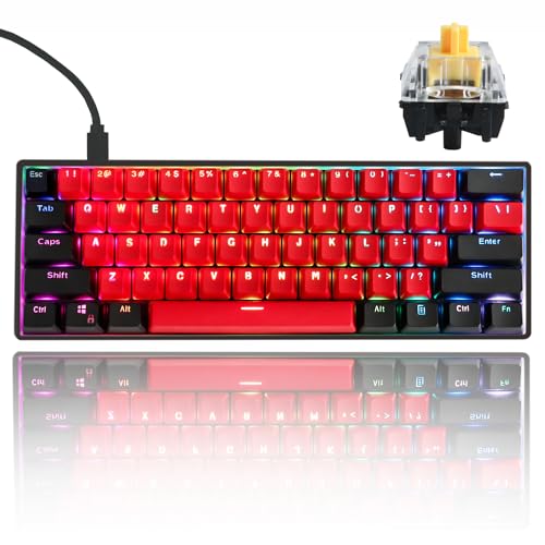SOLIDEE 60% Wired mechanische Gaming-Tastatur,RGB Hintergrundbeleuchtung,Anti-Ghosting NKRO,programmierbare Makrotasten,61 Tasten Hot Swappable Tastatur für PS4(Gateron Optical Yellow,61 Milan) Bild 1