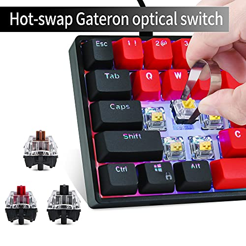 SOLIDEE 60% Wired mechanische Gaming-Tastatur,RGB Hintergrundbeleuchtung,Anti-Ghosting NKRO,programmierbare Makrotasten,61 Tasten Hot Swappable Tastatur für PS4(Gateron Optical Yellow,61 Milan) Bild 2