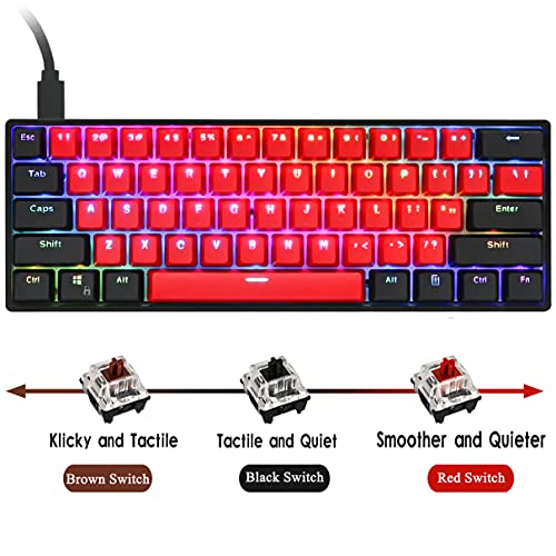 SOLIDEE 60% Wired mechanische Gaming-Tastatur,RGB Hintergrundbeleuchtung,Anti-Ghosting NKRO,programmierbare Makrotasten,61 Tasten Hot Swappable Tastatur für PS4(Gateron Optical Yellow,61 Milan) Bild 3
