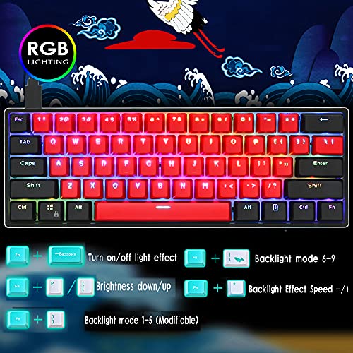 SOLIDEE 60% Wired mechanische Gaming-Tastatur,RGB Hintergrundbeleuchtung,Anti-Ghosting NKRO,programmierbare Makrotasten,61 Tasten Hot Swappable Tastatur für PS4(Gateron Optical Yellow,61 Milan) Bild 4