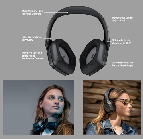 Cougar Spettro Bluetooth-Headset, aktive Geräuschunterdrückung, Umgebungsverstärkung, einziehbare Längenverstellung, 40 mm Hi-Res-Titan-Treiber, Bluetooth 5.0, Schwarz Bild 5