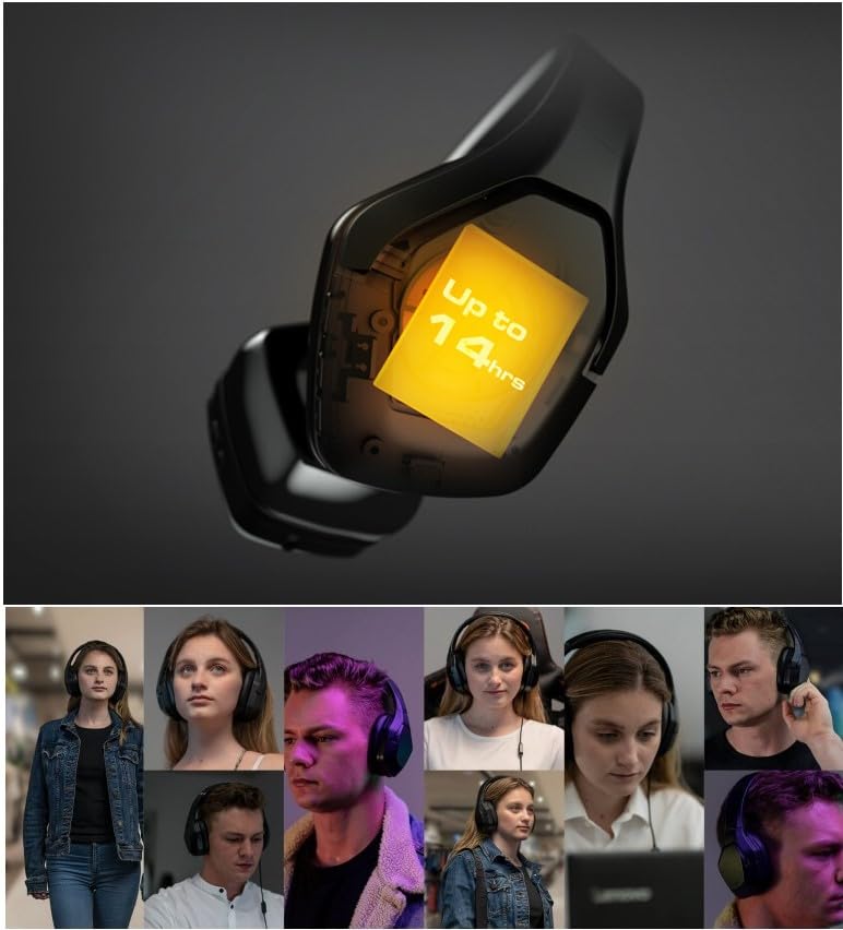 Cougar Spettro Bluetooth-Headset, aktive Geräuschunterdrückung, Umgebungsverstärkung, einziehbare Längenverstellung, 40 mm Hi-Res-Titan-Treiber, Bluetooth 5.0, Schwarz Bild 6