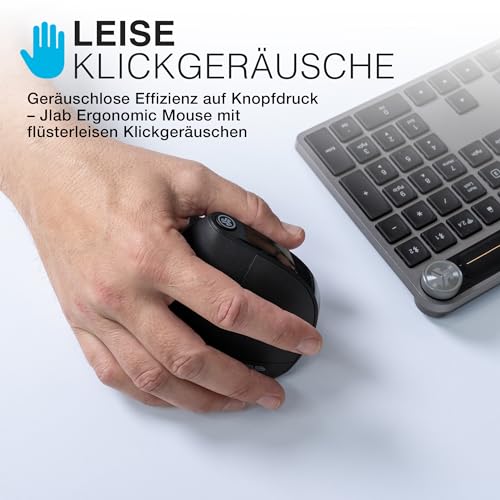 JLab JBuds Ergonomische Wireless Mouse, Verbindung über Bluetooth oder USB für mehrere Geräte, vertikale Maus kabellos, Silent Mouse, wiederaufladbare Funkmaus für Laptop, PC, Tablet, Windows/Mac Bild 5