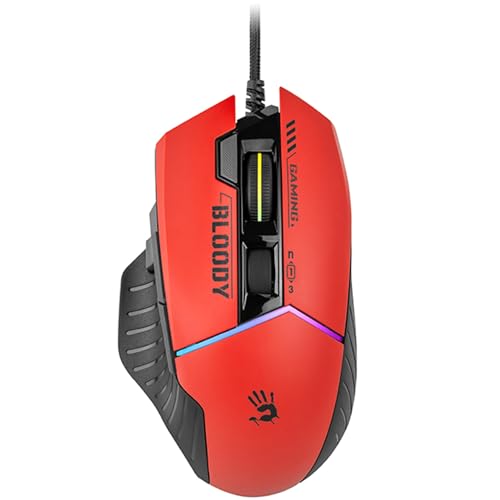 A4tech W95Max Sports Gaming Maus, Optische Kabelgebundene Gaming-Maus, USB 12 000 CPI, 8000 FPS, 250 IPS. 35G, 2000 Hz Ultrapolling (Schwarz/rot) Bild 1
