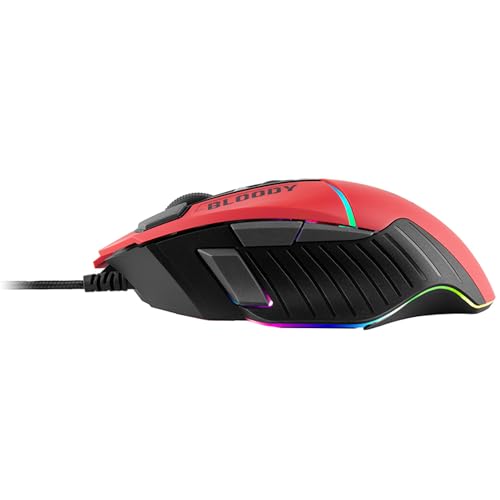 A4tech W95Max Sports Gaming Maus, Optische Kabelgebundene Gaming-Maus, USB 12 000 CPI, 8000 FPS, 250 IPS. 35G, 2000 Hz Ultrapolling (Schwarz/rot) Bild 2