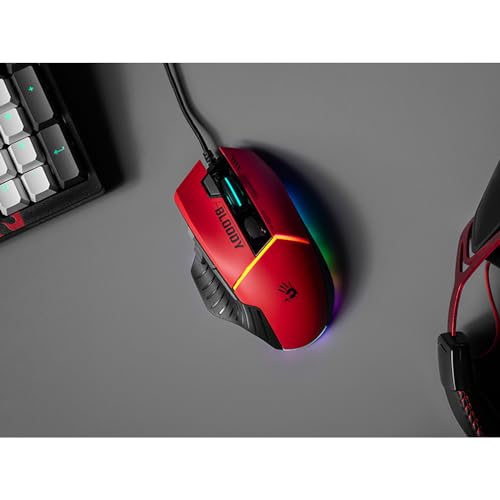 A4tech W95Max Sports Gaming Maus, Optische Kabelgebundene Gaming-Maus, USB 12 000 CPI, 8000 FPS, 250 IPS. 35G, 2000 Hz Ultrapolling (Schwarz/rot) Bild 5