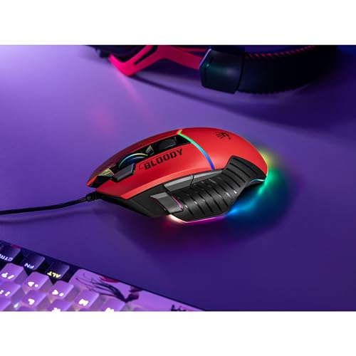 A4tech W95Max Sports Gaming Maus, Optische Kabelgebundene Gaming-Maus, USB 12 000 CPI, 8000 FPS, 250 IPS. 35G, 2000 Hz Ultrapolling (Schwarz/rot) Bild 6