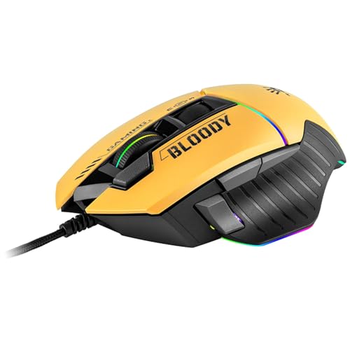 A4tech W95Max Sports Gaming Maus, Optische Kabelgebundene Gaming-Maus, USB 12 000 CPI, 8000 FPS, 250 IPS. 35G, 2000 Hz Ultrapolling (schwarz/gelb) Bild 1