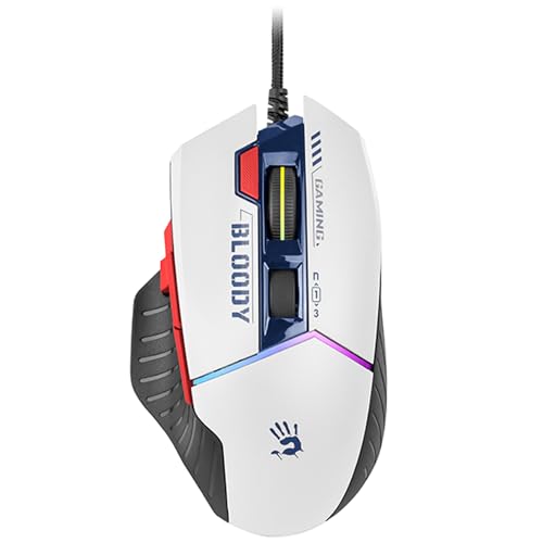 A4tech W95Max Sports Gaming Maus, Optische Kabelgebundene Gaming-Maus, USB 12 000 CPI, 8000 FPS, 250 IPS. 35G, 2000 Hz Ultrapolling (weiß/blau) Bild 1