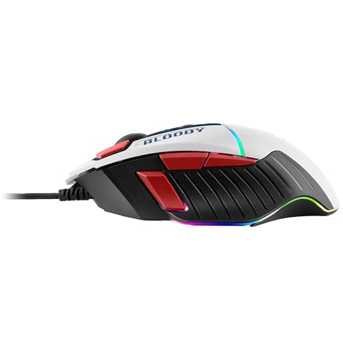 A4tech W95Max Sports Gaming Maus, Optische Kabelgebundene Gaming-Maus, USB 12 000 CPI, 8000 FPS, 250 IPS. 35G, 2000 Hz Ultrapolling (weiß/blau) Bild 2