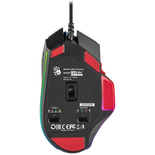 A4tech W95Max Sports Gaming Maus, Optische Kabelgebundene Gaming-Maus, USB 12 000 CPI, 8000 FPS, 250 IPS. 35G, 2000 Hz Ultrapolling (weiß/blau) Bild 4