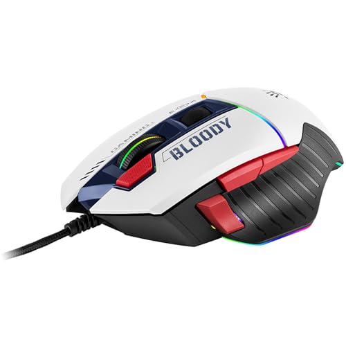 A4tech W95Max Sports Gaming Maus, Optische Kabelgebundene Gaming-Maus, USB 12 000 CPI, 8000 FPS, 250 IPS. 35G, 2000 Hz Ultrapolling (weiß/blau) Bild 5