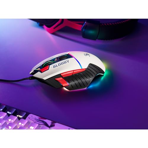 A4tech W95Max Sports Gaming Maus, Optische Kabelgebundene Gaming-Maus, USB 12 000 CPI, 8000 FPS, 250 IPS. 35G, 2000 Hz Ultrapolling (weiß/blau) Bild 7