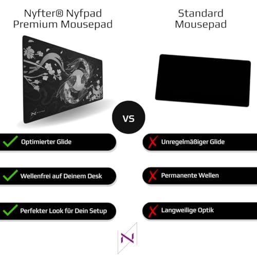 Nyfter - XXL Gaming Mauspad Nyfpad - 900x500mm Koi Premium Gaming Mousepad (Bamboo-Black) Bild 3