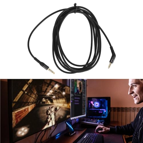 Fockety Ersatz-Audiokabel, 3,5 Mm, 5-polig, Ersatzkabel, Kompatibel mit Nova 7 / Nova Pro Gaming-Headset, 135-Grad-Winkel, 2 Meter/6,6 Fuß (schwarz) Bild 4