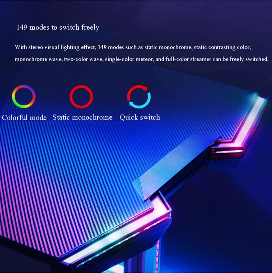 Bestier Gaming-Schreibtisch mit LED-Leuchten, Gaming-Schreibtisch, Computertisch, Getränkehalter, Headset-Haken mit robustem Metall- und Holz-Computertisch für Gaming und Büro, Schwarz-L 110 cm vision Bild 6