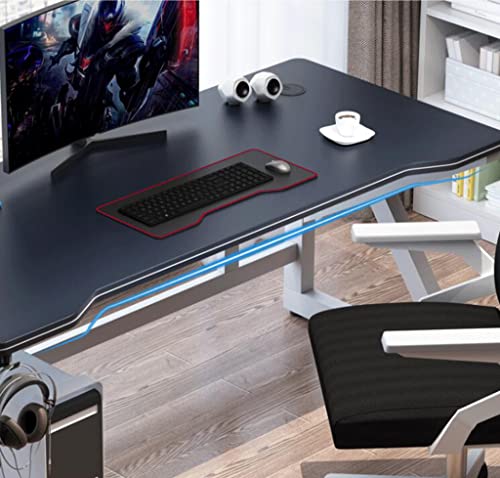 Gaming-Schreibtisch, PC-Computertisch, K-förmiger Gamer-Schreibtisch mit Kohlefaseroberfläche, Headset-Haken – stabiler Computertisch aus Metall und Holz – für Gaming und Büro, Weiß-L 100 cm vision Bild 2