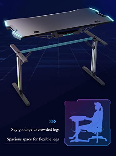 Bestier Gaming-Schreibtisch mit LED-Leuchten, Gaming-Schreibtisch, Computertisch, Getränkehalter, Headset-Haken mit robustem Metall- und Holz-Computertisch für Gaming und Büro, Grün-L 110 cm vision Bild 3