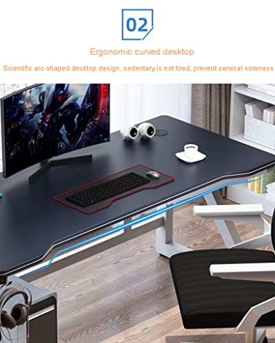 Gaming-Schreibtisch, PC-Computertisch, K-förmiger Gamer-Schreibtisch mit Kohlefaseroberfläche, Headset-Haken – stabiler Computertisch aus Metall und Holz – für Gaming und Büro, Schwarz-L 120 cm vision Bild 4