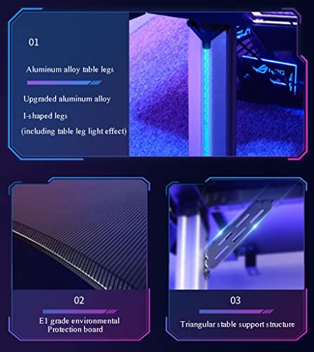 Bestier Gaming-Schreibtisch mit LED-Leuchten, Gaming-Schreibtisch, Computertisch, Getränkehalter, Headset-Haken mit robustem Metall- und Holz-Computertisch für Gaming und Büro, Grün-L 120 cm vision Bild 2
