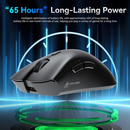 ATTACK SHARK R1 59g Superlight Maus, PixArt PAW3311 Gaming-Sensor, BT/2,4G kabellose/kabelgebundene Gaming-Maus, 6 einstellbare DPI bis zu 18000, 65 Stunden Akku (schwarz) Bild 4