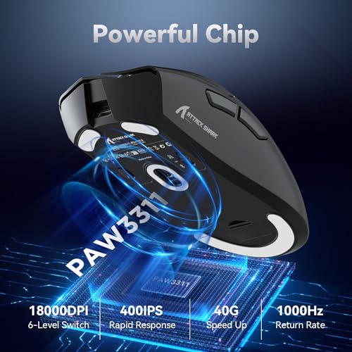 ATTACK SHARK R1 59g Superlight Maus, PixArt PAW3311 Gaming-Sensor, BT/2,4G kabellose/kabelgebundene Gaming-Maus, 6 einstellbare DPI bis zu 18000, 65 Stunden Akku (schwarz) Bild 6